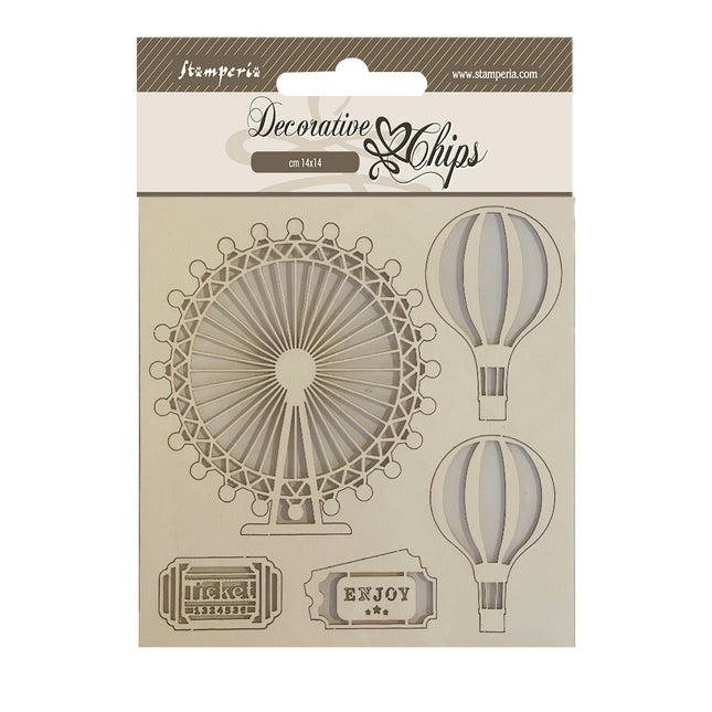 Éléments décoratifs cm 14x14 - Ballons autour du monde