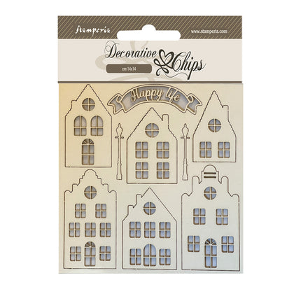 Découpes décoratives cm 14x14 - Maisons chaleureuses
