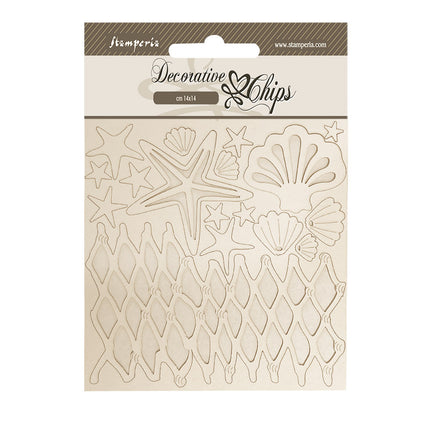 Éléments décoratifs cm 14x14 - coquillages et filet Silent Sea