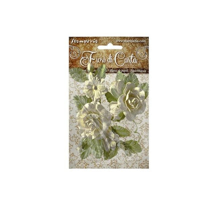 Lot de fleurs en papier, roses ivoire