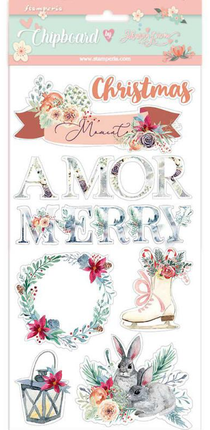 Chipboard 15x30 cm. Amour Joyeux Noël