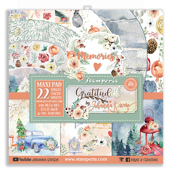 Bloc de 10 feuilles 20.3x20.3 (8”x8”) double face Gratitud