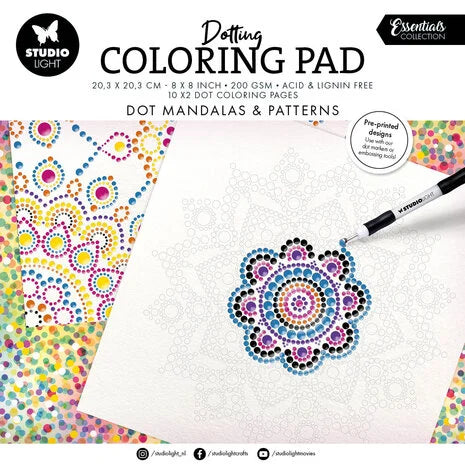 Bloc de coloriage 8x8 pouces, mandalas à points et motifs (SL-ES-CP455)