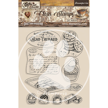 Tampon acrylique cm 14x18 - Coffee and Chocolate motifs chocolat