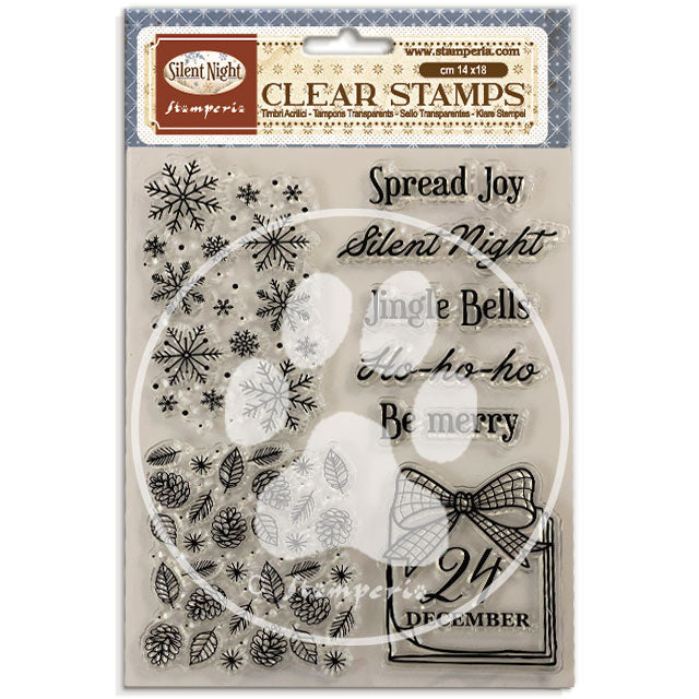Motif de tampon acrylique décoratif pour loisirs créatifs, cm 14x18 - Silent Night