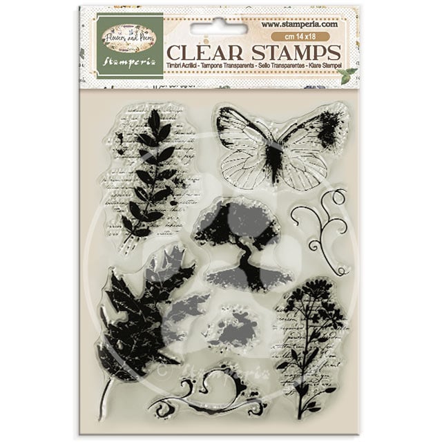 Decorative Acrylic stamp design for Art and Craft cm 14x18 - Flowers and Poems