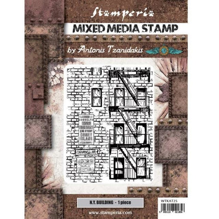 Tampon Mixed Media cm 15x20 - bâtiment de New York, Sir Vagabond Aviator