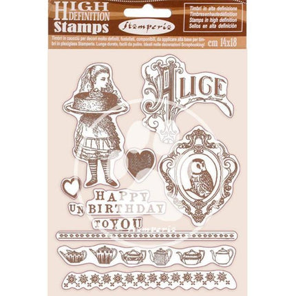 Tampon en caoutchouc naturel HD 14x18 cm - Joyeux anniversaire Alice