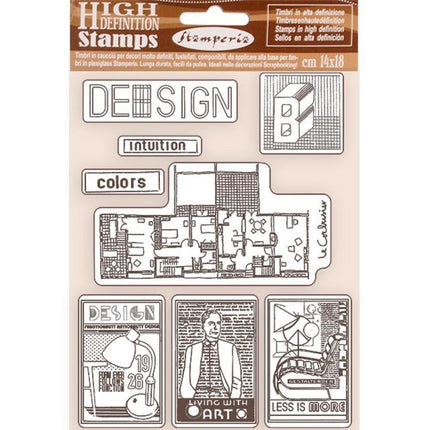 Tampon en caoutchouc naturel HD cm 14x18 - Bauhaus design
